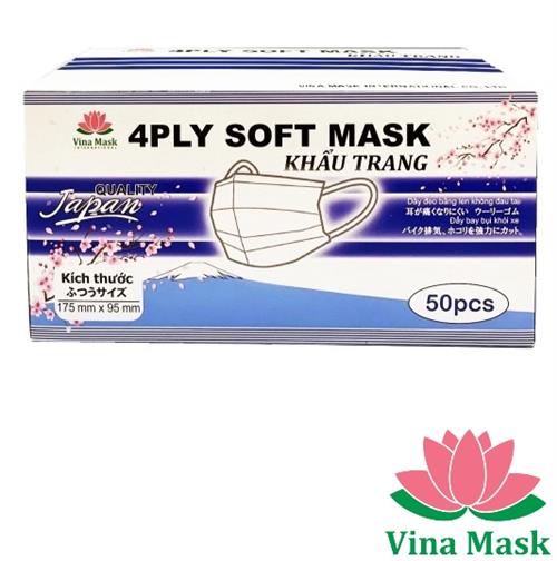 MEDICAL FACEMASK IN WHITE WITH 4 LAYERS, 50PCS/BOX