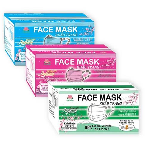 WHITE MEDICAL FACE MASK-  3 LAYERS, 55 PIECES/ A BOX PINK
